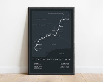 Australian Alps Walking Track (Victoria) Path Print with Black Background