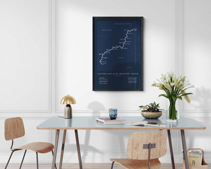 Australian Alps Walking Track (Australia) Route Wall Map in Minimal Room Art Decor