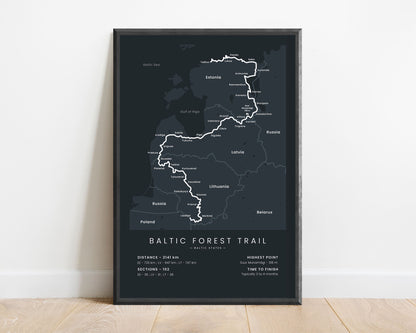 Mežataka (Lithuania) Path Wall Art with Black Background