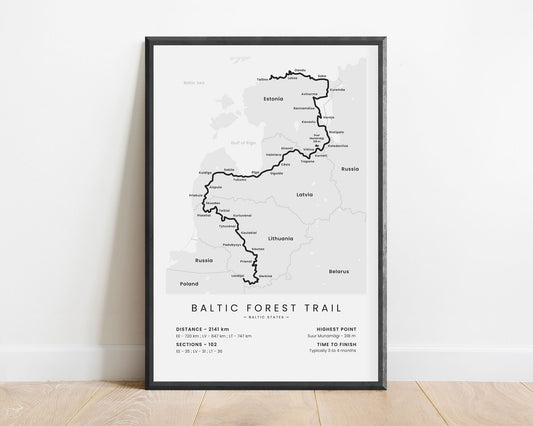 Baltic Forest Trail (The Baltics) Route Poster with White Background