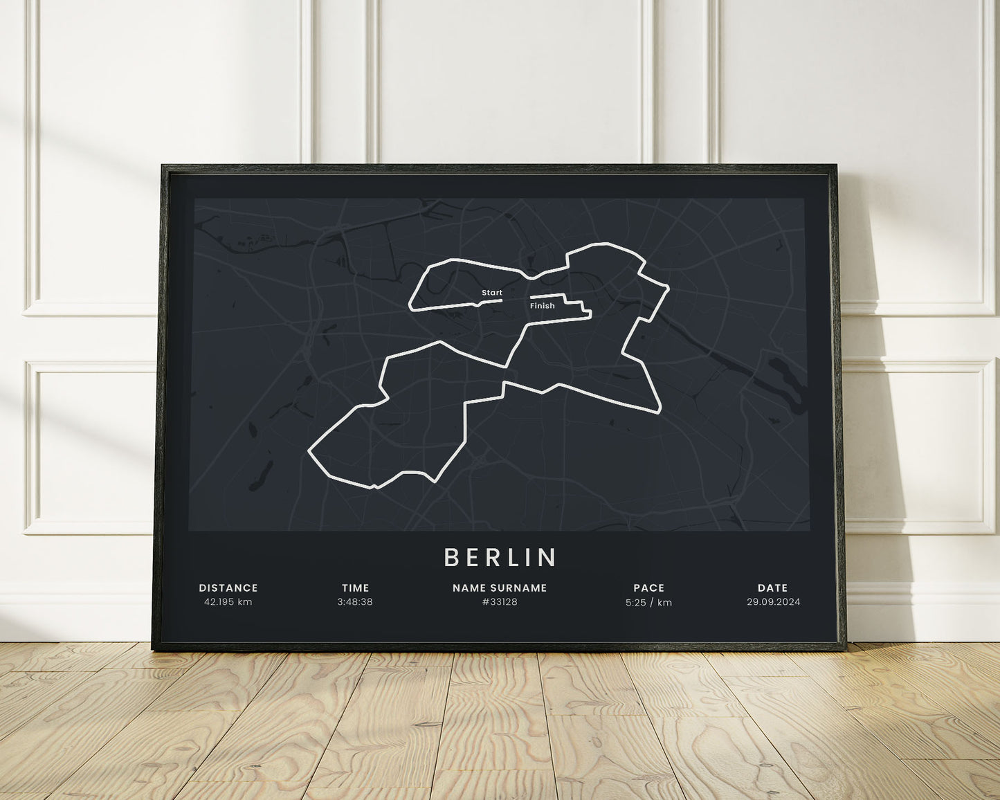 Berlin Marathon (Platinum Label) Running Poster with Black Background