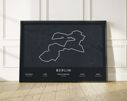 Berlin Marathon (Platinum Label) Running Poster with Black Background