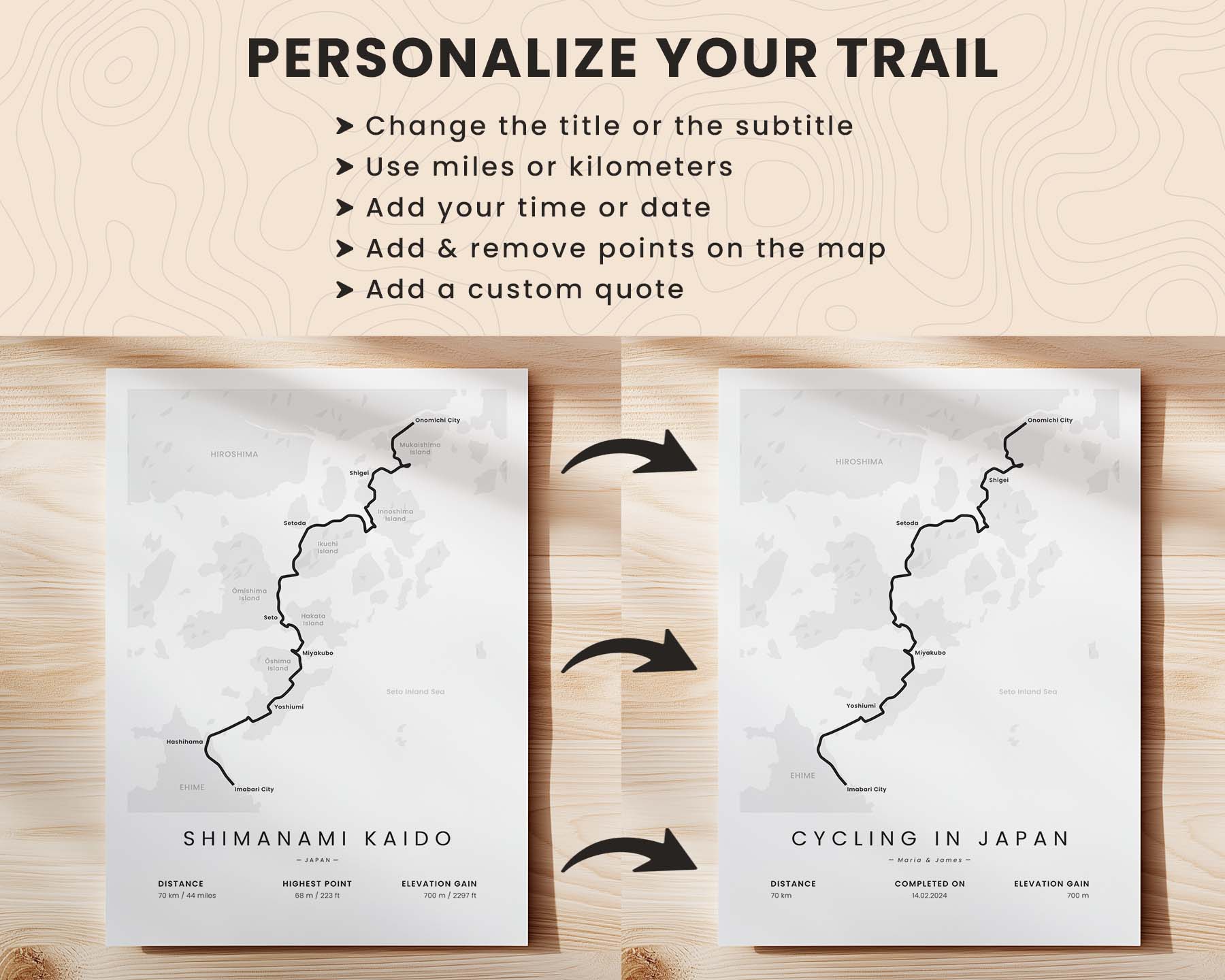 Trail Goals Minimalistic Bikepacking Route Poster Customization and Personalization