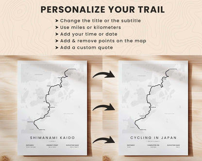 Trail Goals Minimalistic Bikepacking Route Poster Customization and Personalization