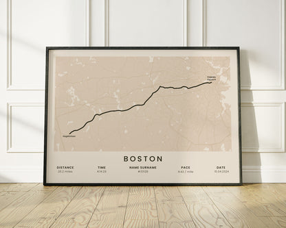 Boston Marathon (Abbott World Marathon Majors) Marathon Poster with Beige Background