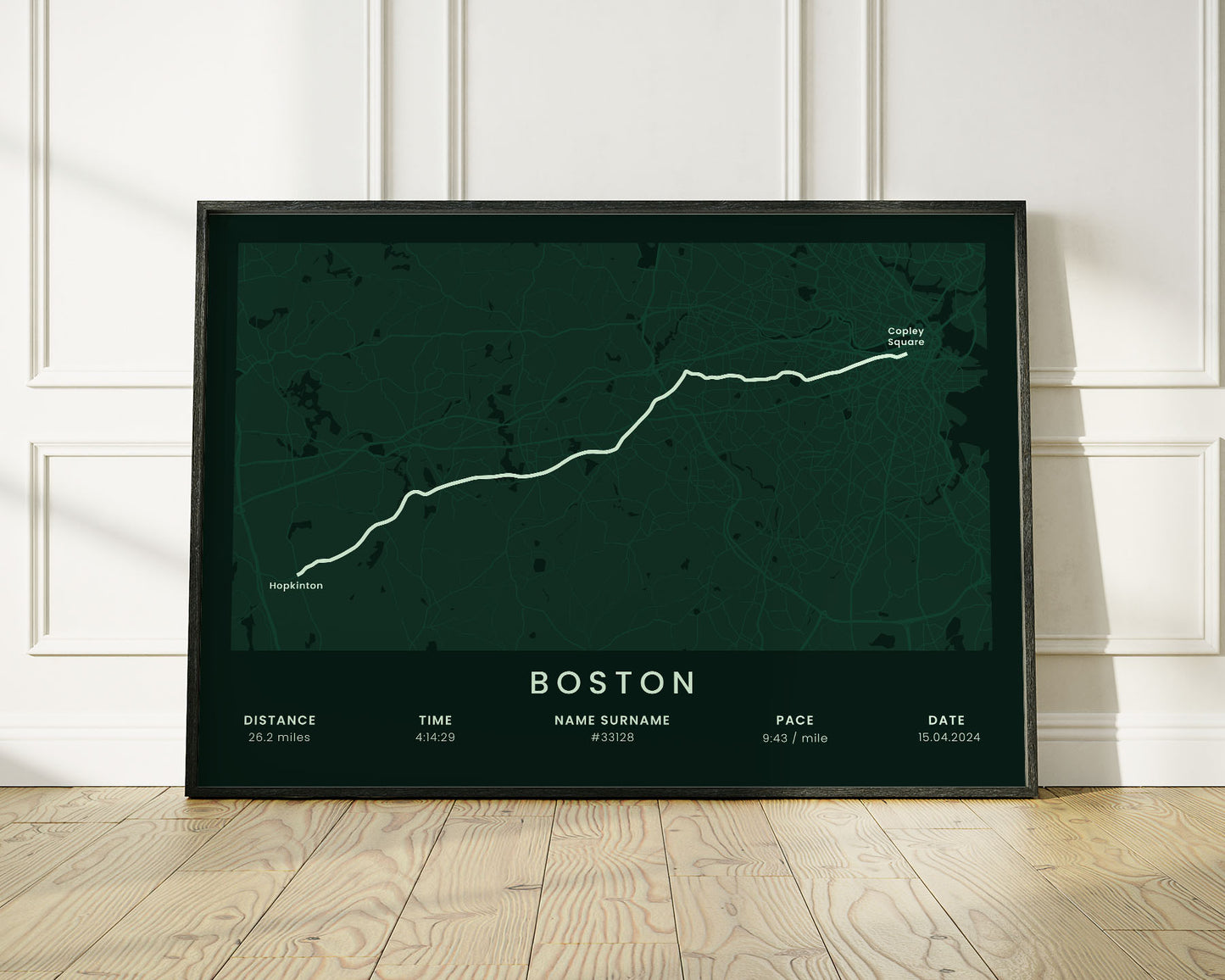 Boston Marathon (United States) Road Race Print with Green Background