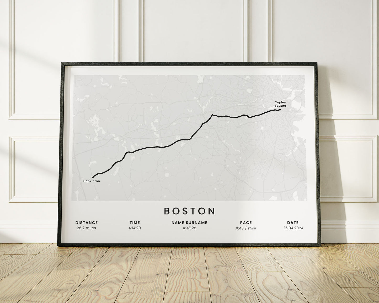 Boston Marathon (Massachusetts) Runner Wall Art with White Background