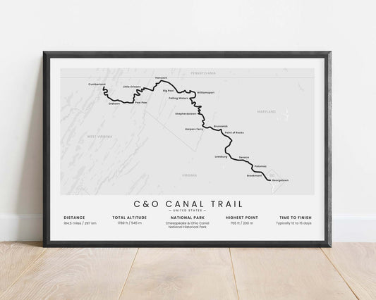 C&O Canal Trail (C&O Canal) Hike Poster with White Background