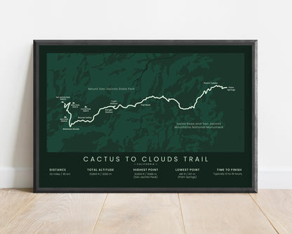 C2C (California) Hike Map Art with Green Background