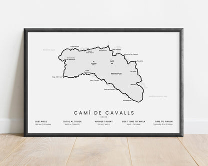 Cami De Cavalls (Menorca) Trail Wall Map with White Background