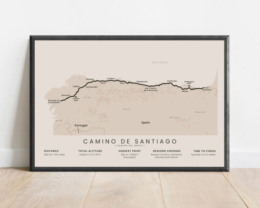 The Northern Way (Cantabria) hike wall art with beige background