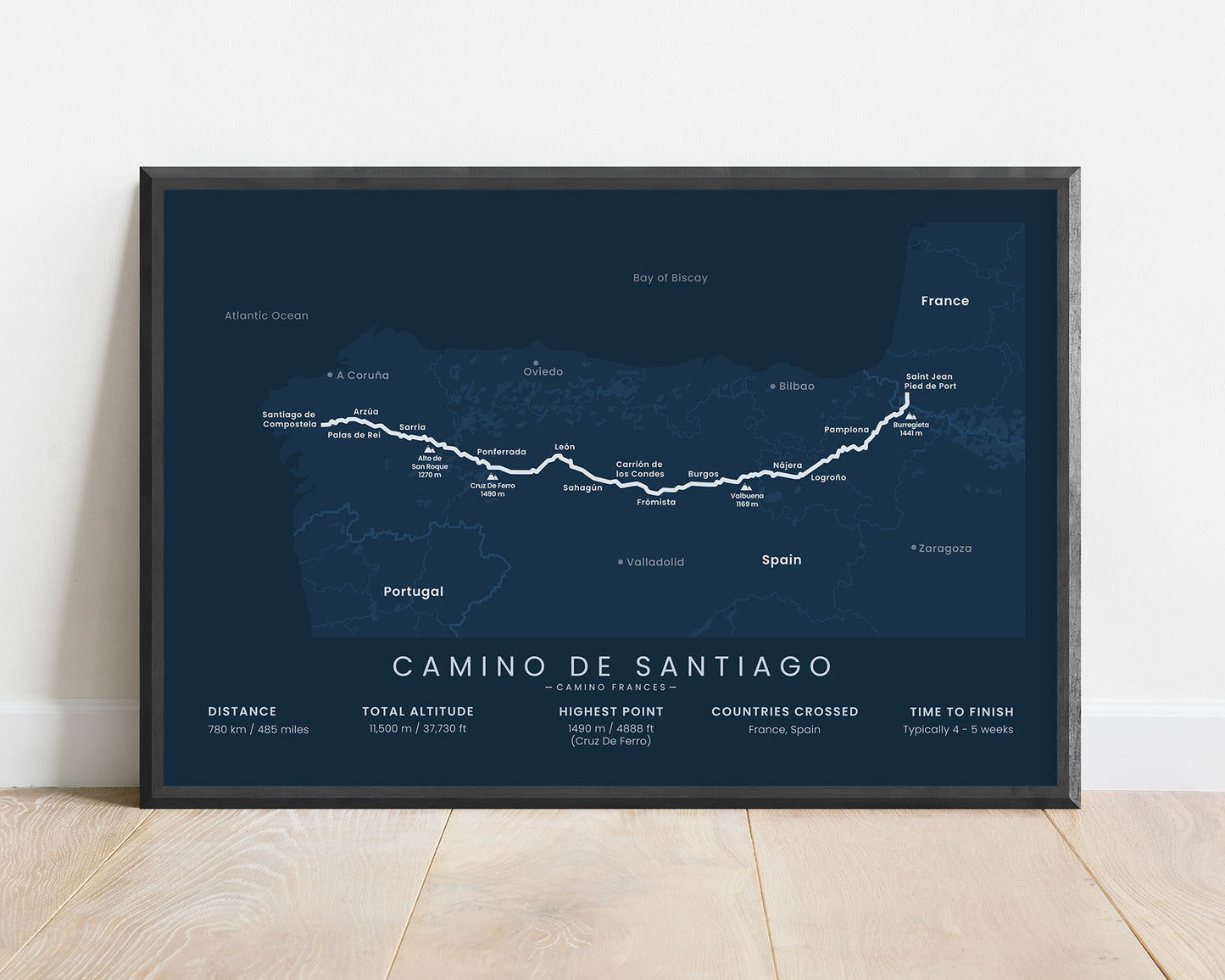 Way of Saint James (La Rioja) Hike Print with Blue Background