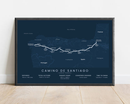 Way of Saint James (La Rioja) Hike Print with Blue Background