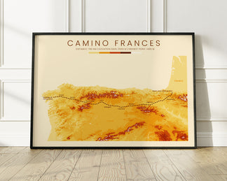 Camino Frances Topographic Map Poster (The French Way)