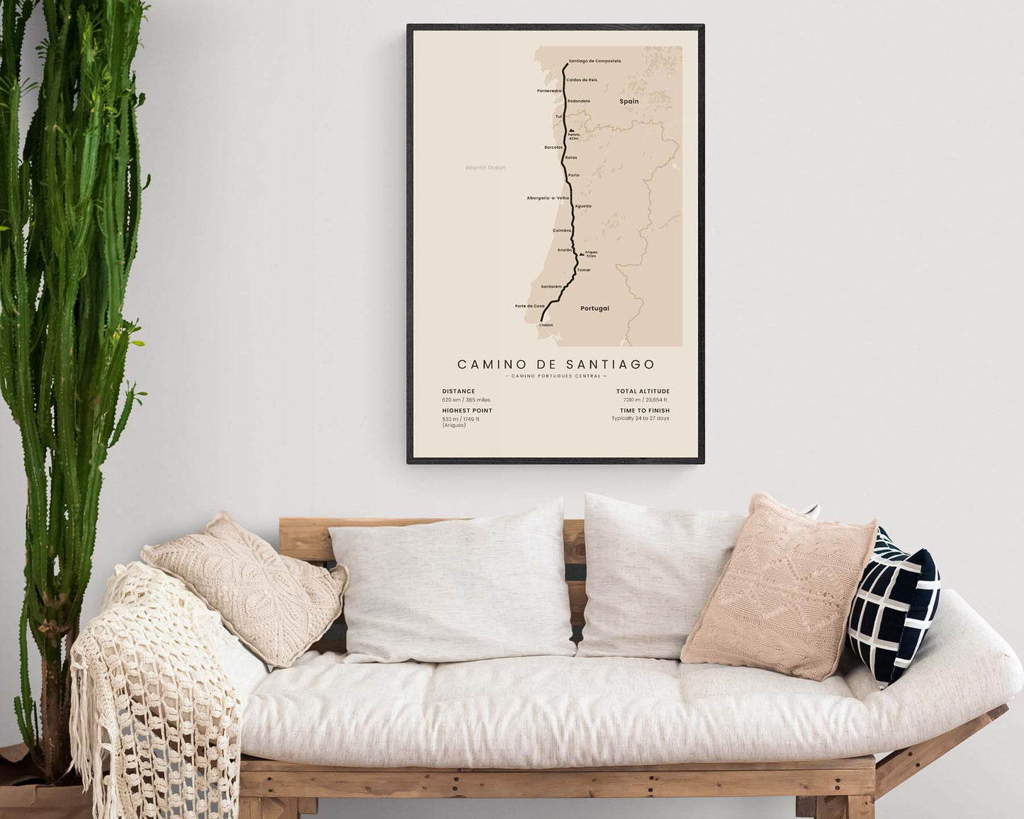 Camino de Santiago (Spain) trail in minimal room decor