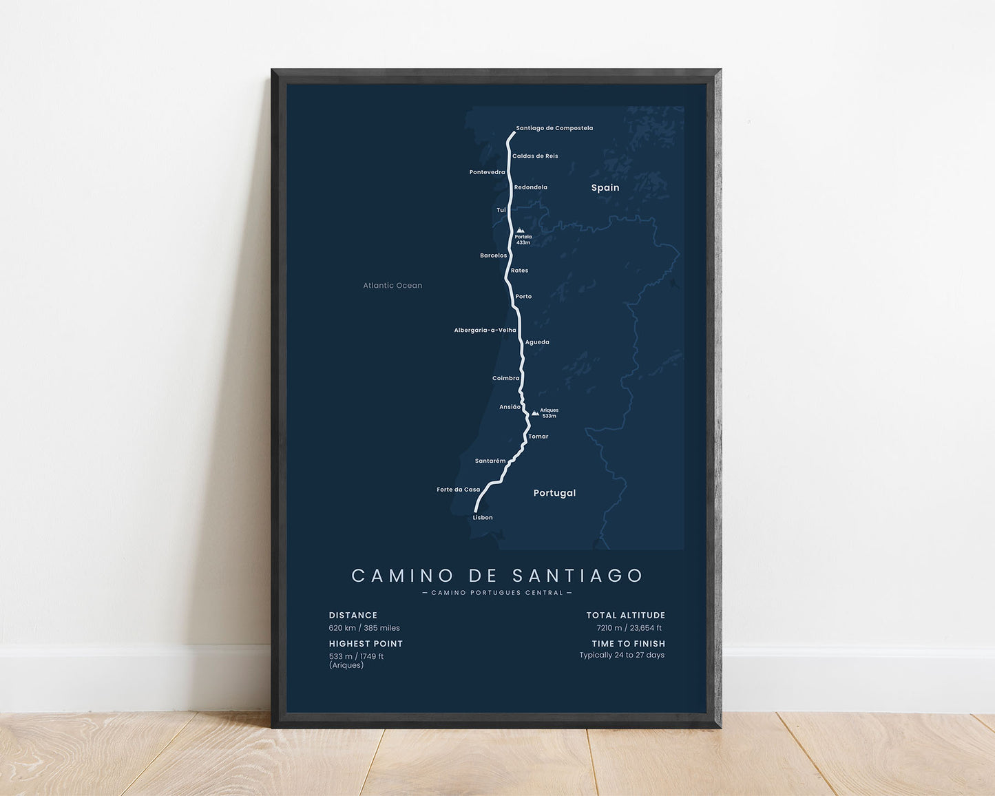 Way of Saint James (Pyrenees) trek wall art with blue background