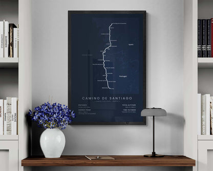 The Coastal Way (Portugal) Path Map Art in Minimal Room Decor