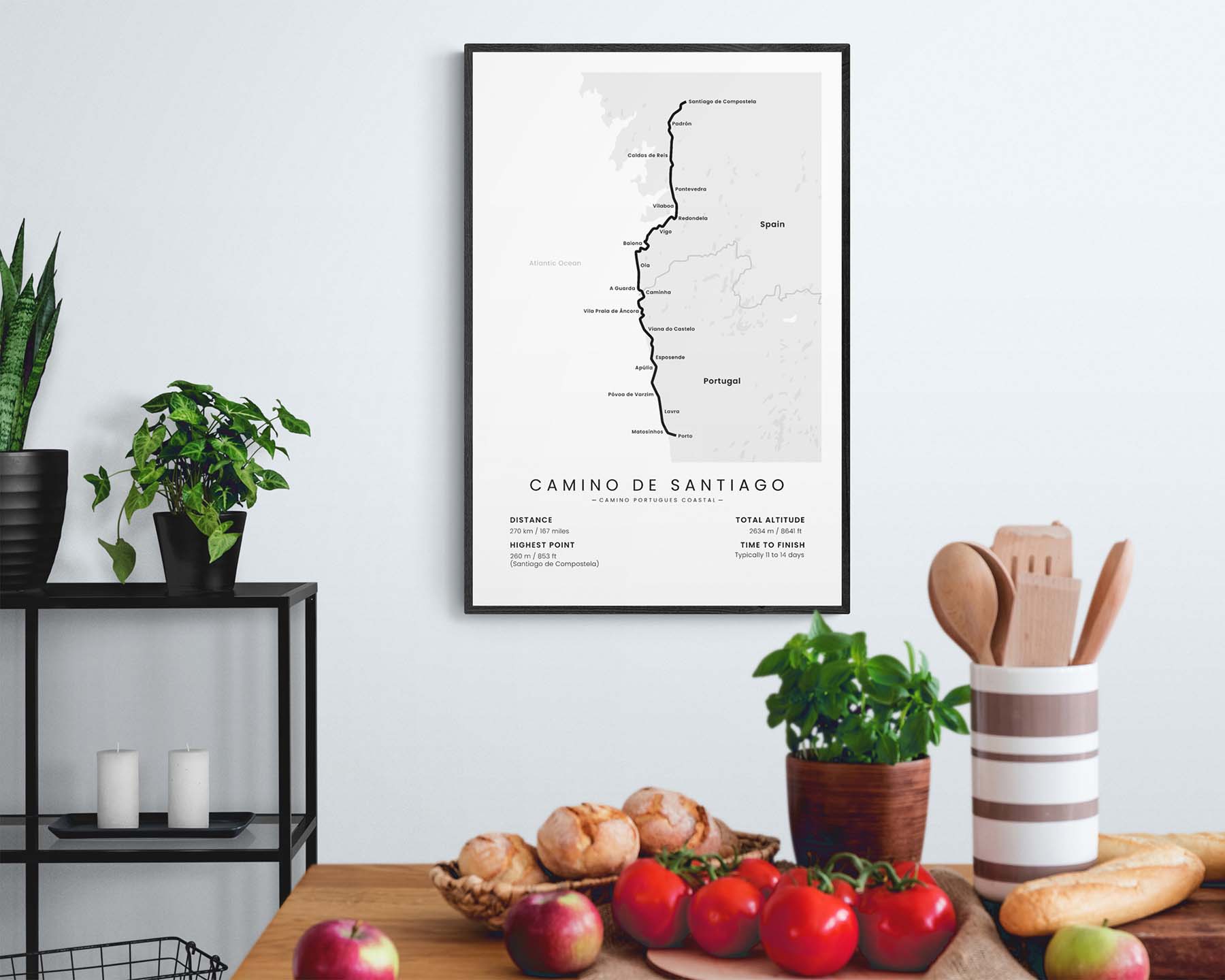 The Coastal Way (Pyrenees) route in minimal room decor