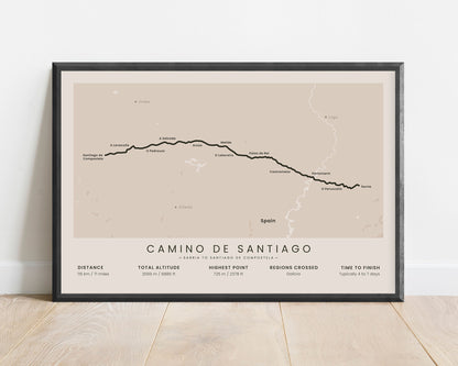 Camino De Santiago Desde Sarria (Galicia) Hike Wall Art with Beige Background