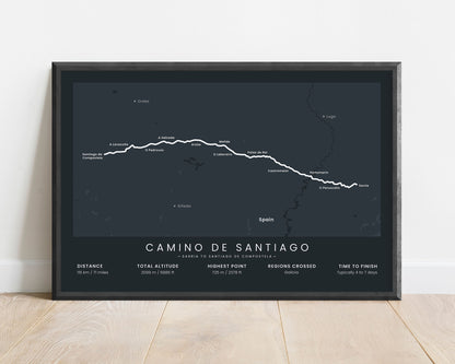 Camino De Santiago Desde Sarria (Camino De Santiago) Track Print with Blue Background