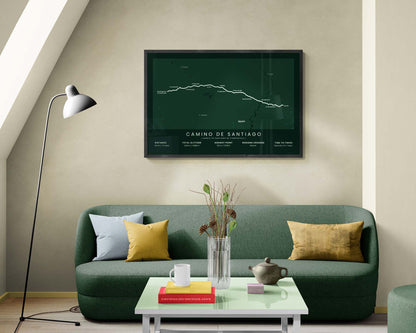 Sarria to Santiago de Compostela (Spain) Trail Wall Art in Minimal Home Decor