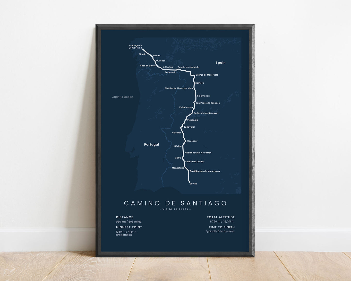 Way of Saint James (Pyrenees) trek wall art with blue background