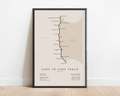 Cape to Cape Track (Australia) path map art with beige background