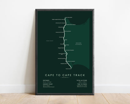 Cape to Cape Walk (Cape Naturaliste Lighthouse to Cape Leeuwin Lighthouse) track art with green background