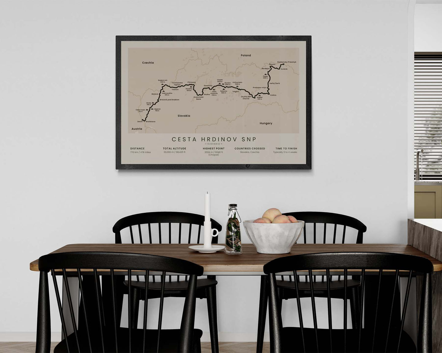 Path of the Heroes of the Slovak National Uprising (Czechia) track map art in minimal room decor