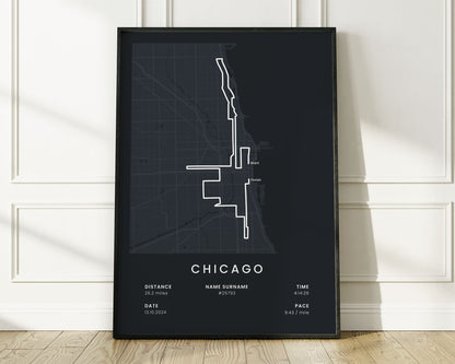 Bank of America Chicago Marathon (United States) Run Poster with Black Background
