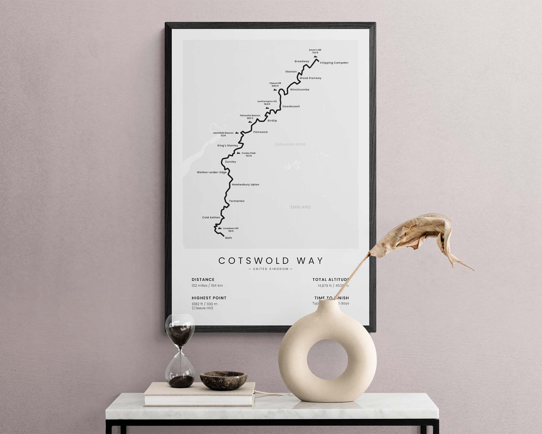 Cotswold Way (United Kingdom, Cotswolds AONB, Chipping Campden to Bath, England) Thru Hike Wall Art in Minimal Room Decor