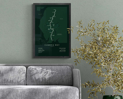 Cumbria Way (United Kingdom) Route Wall Map in Minimal Room Decor