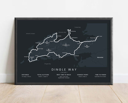 Dingle Way (Ireland) Hike Print with Black Background