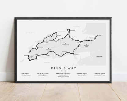 Dingle Way (Dingle Peninsula) Trail Wall Map with White Background