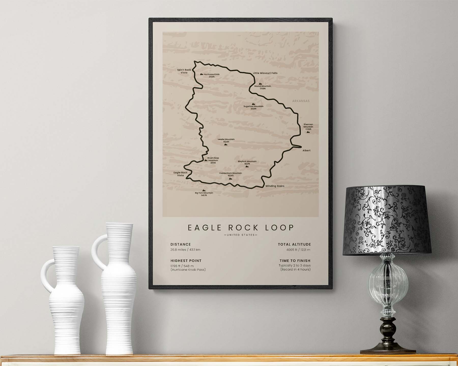 Eagle Rock Loop track print in minimal room decor (United States)