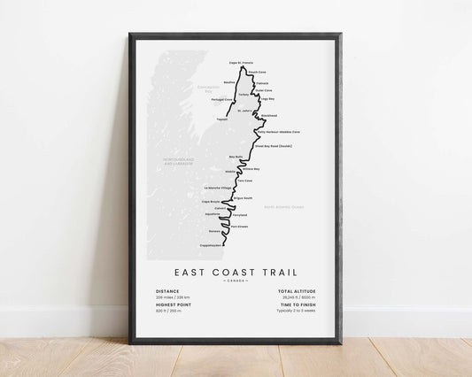 East Coast Trail (Avalon Peninsula) Hike Wall Map with White Background