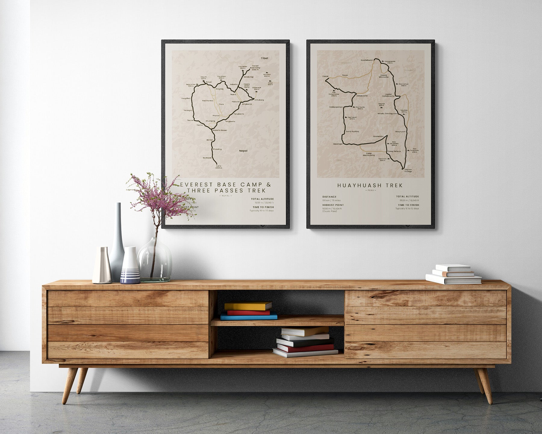 Three Passes Three Peaks Trek (Mount Everest) track wall decor in Modern Interior Decor