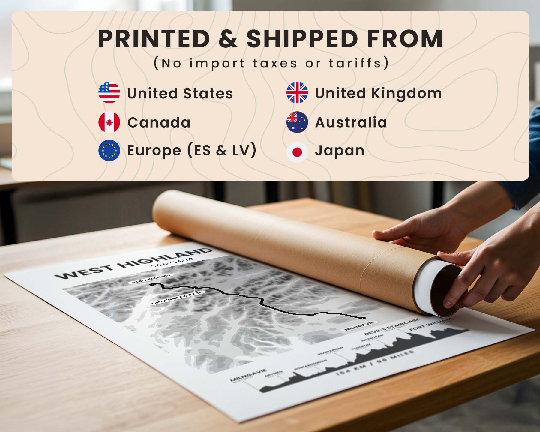 Trail Goals Elevation Map Print Manufacturing and Shipping Locations