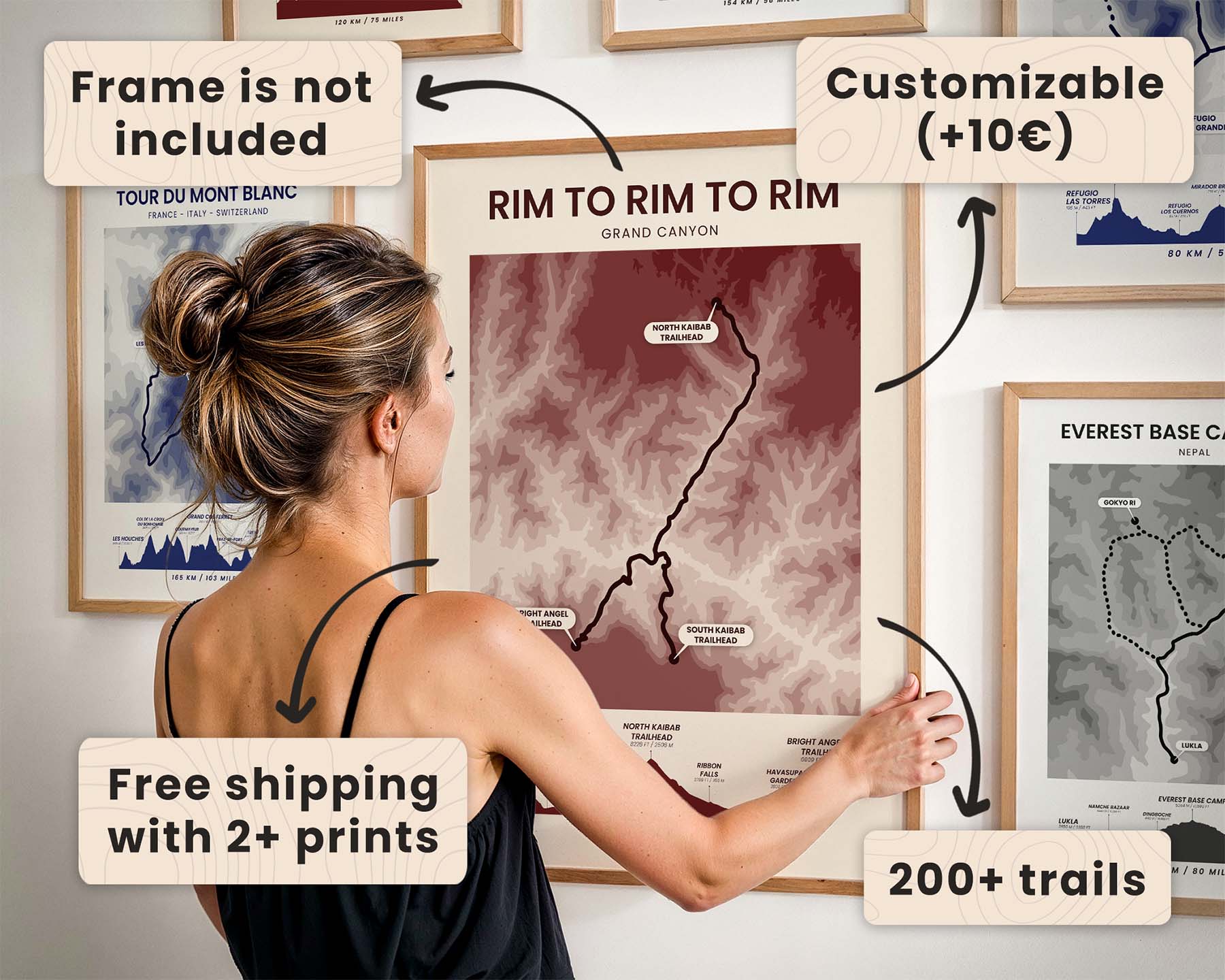 Trail Goals Elevation Map Print Product Features