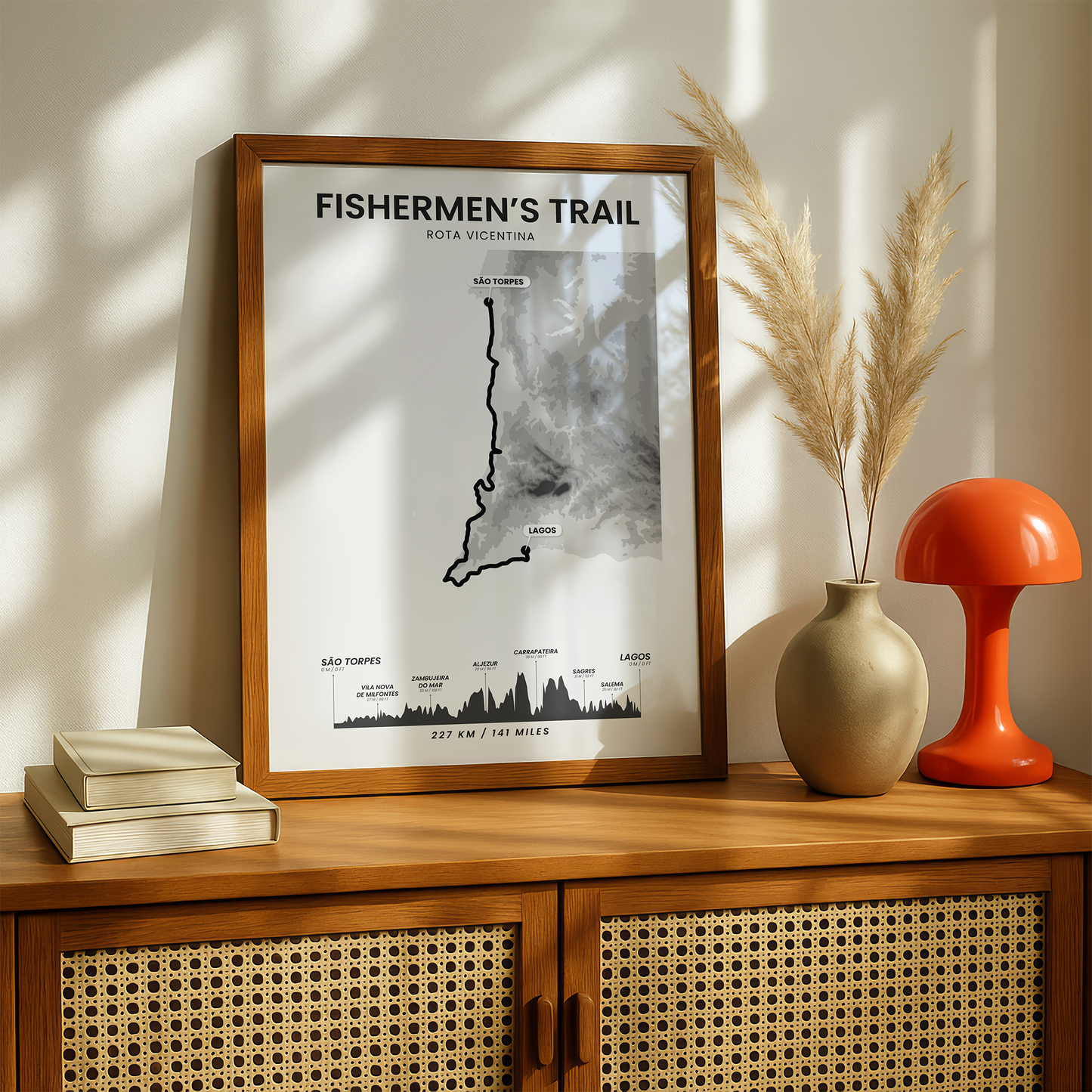 Fishermen's Trail (Atlantic Ocean) Elevation Map Map Art with Black Background