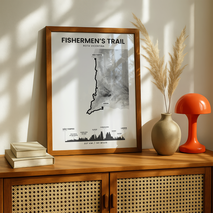 Fishermen's Trail (Atlantic Ocean) Elevation Map Map Art with Black Background