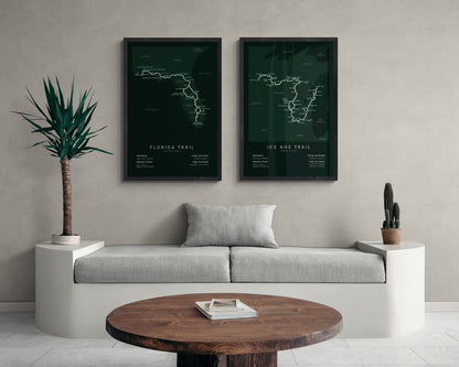 Florida Trail (United States) Path Map Art in Minimal Room Decor