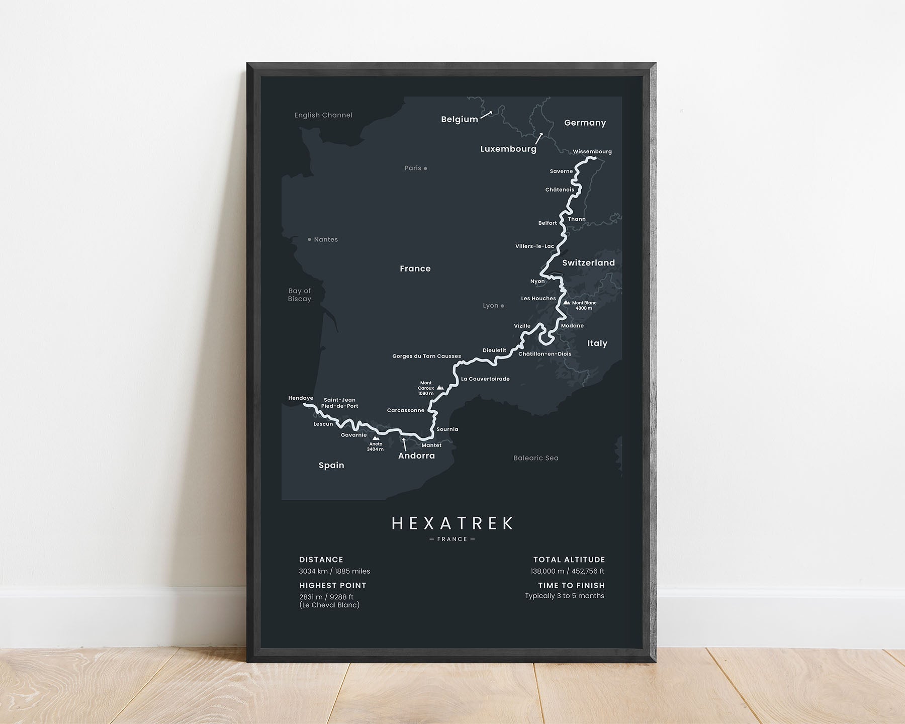 Hexatrek (Alps) Path Print with Black Background