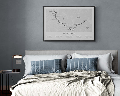 Camino Inca (South America) Trail Map Art in Modern Interior Decor
