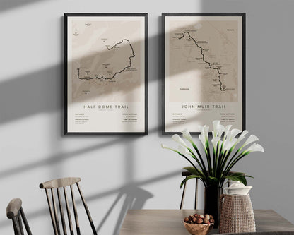 John Muir Trail (Happy Isles to Mount Whitney) Track Wall Decor in Modern Interior Decor