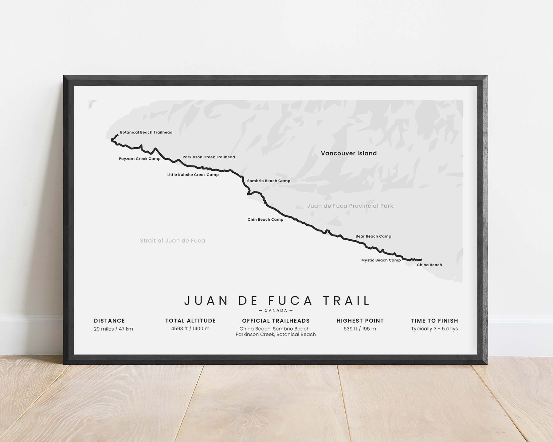 Juan de Fuca Trail (Juan de Fuca Provincial Park, Botanical Beach Trailhead to China Beach, Vancouver Island, Canada, British Columbia) Path Poster with White Background