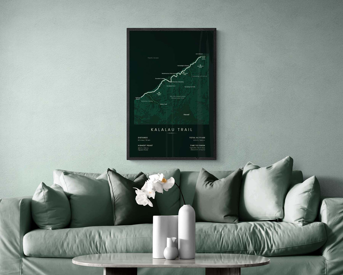 Kalalau Trail (Hawaii) path poster in minimal room decor