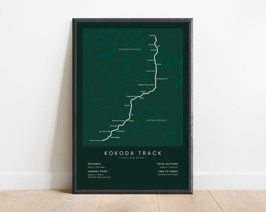 Kokoda Trail (Owen's corner to Kokoda) track print with green background
