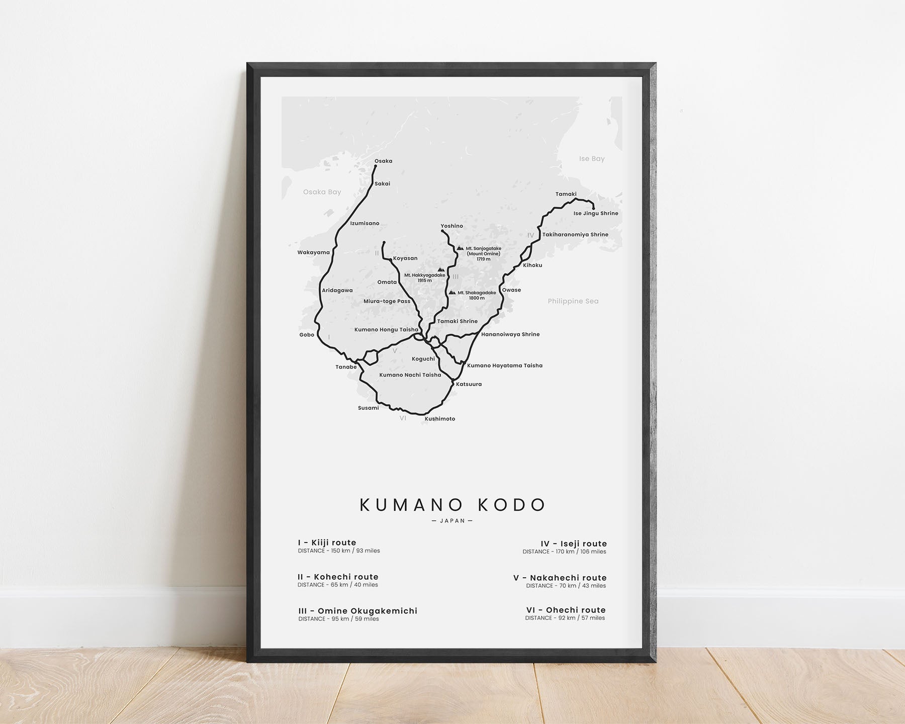 Kumano Kodo (Japan) pilgrimage hike poster with white background