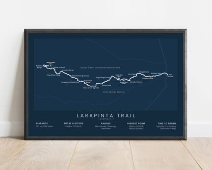 Larapinta (Alice Springs to Mount Sonder) Trail Poster with Blue Background